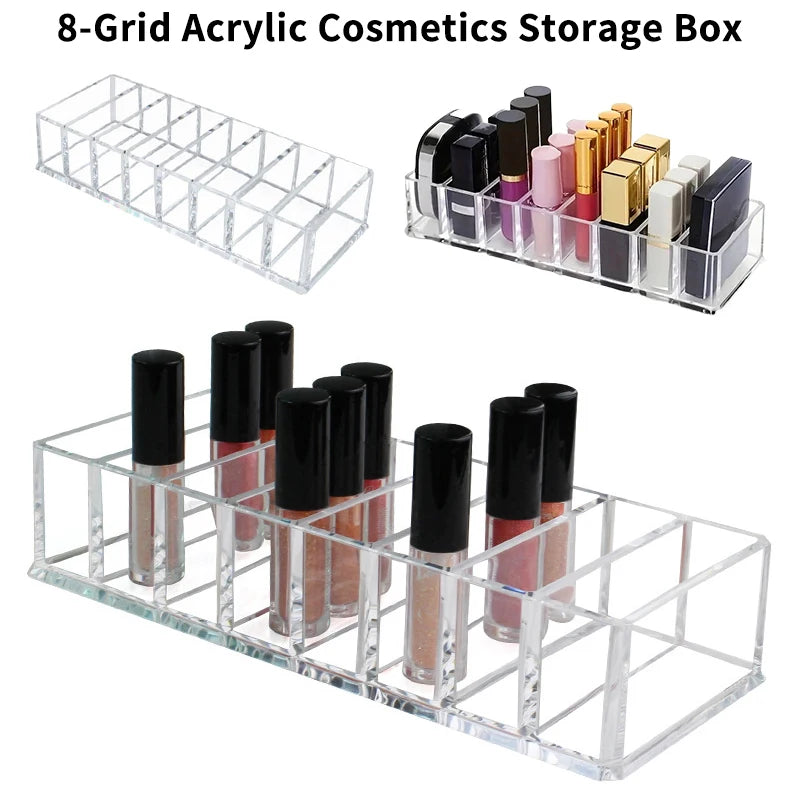 8 Compartments Nail Polish Organizer Wearable Nail Display Acrylic Boxes Clear Drawer Organizers Case