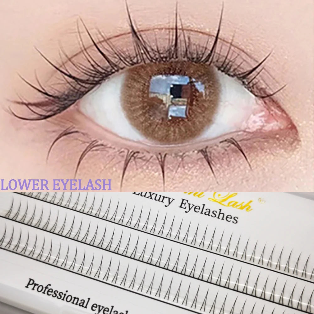 V-Shaped Lower Eyelash Extensions 120 Clusters 5/6/7mm Individual Lashes Natural Bottom Under Eyelash Easy Grafting Makeup Tools