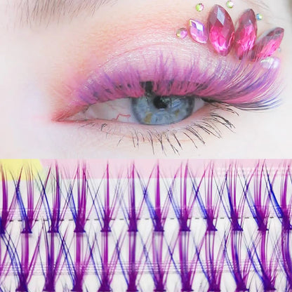 Mix Color False Eyelash Purple Bule Glitter Individual Lashes High Quality Soft Natural Faux Mink Rainbow Fairy Lash Extensions