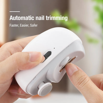 Electric Polishing Nail Clipper with Light Automatic Nail Trimmer Rechargeable Nail Grinding Manicure Care Tool for Baby Adult