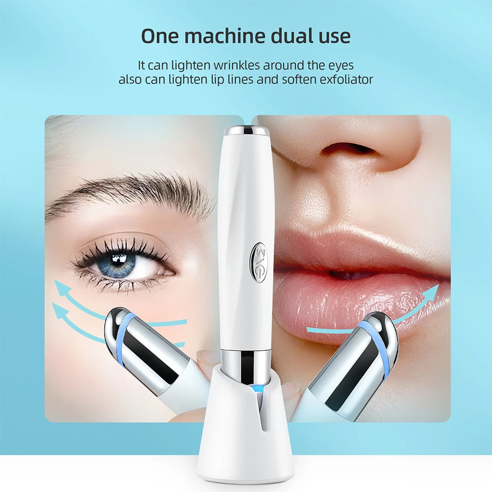 Eyes And Lip Massage Stick 45℃ Heated Hot Compress Vibration Eye Massager Lighten Dark Circle Anti-wrinkle Eye Bags Remover