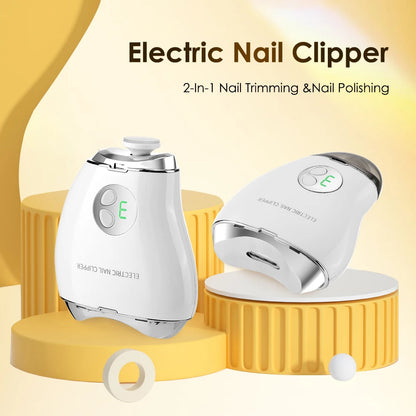 Automatic Electric Nail Clipper With Blue Light Adult Baby Toes Nail Clippers Grinder Manicure Cutter Trimming Polishing Tools