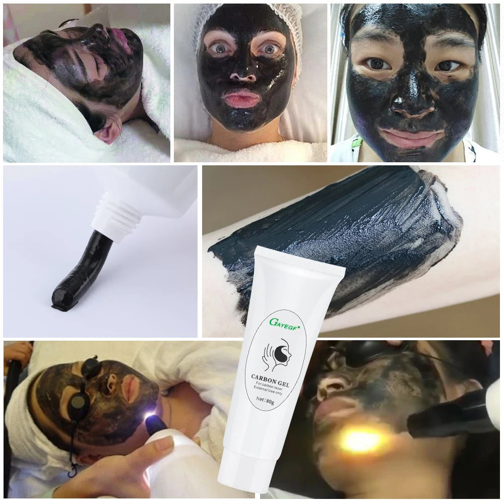 80ml Carbon Gel Deep Cleaning Moisturizing Black Face Cream For Laser Skin Rejuvenation Removal Blackhead Whitening Facial Mask