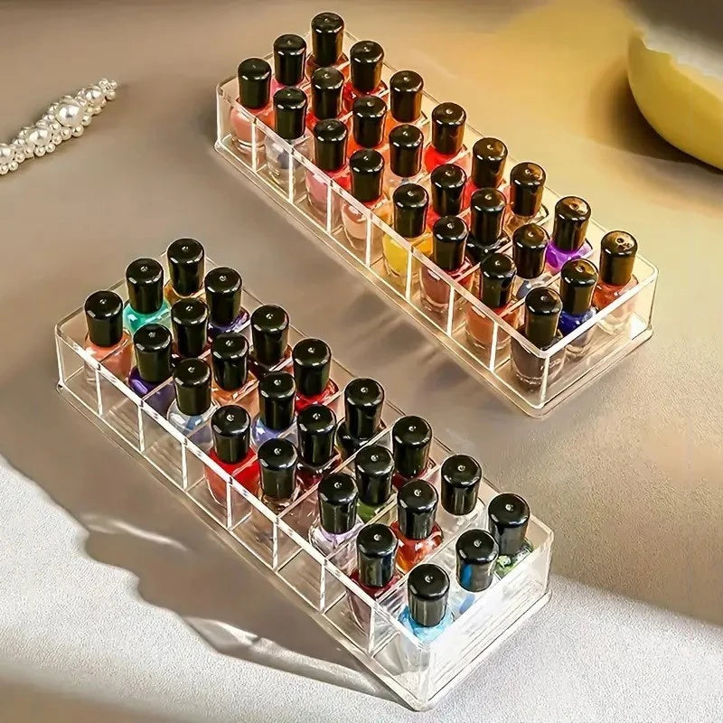 8 Compartments Nail Polish Organizer Wearable Nail Display Acrylic Boxes Clear Drawer Organizers Case