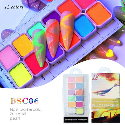 Nail Art Drawing Paints Watercolor Powder For Nails Abstract Magic Gel Polish Colors Solid Manicure Nail Glitter Accessories