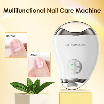 Automatic Electric Nail Clipper With Blue Light Adult Baby Toes Nail Clippers Grinder Manicure Cutter Trimming Polishing Tools