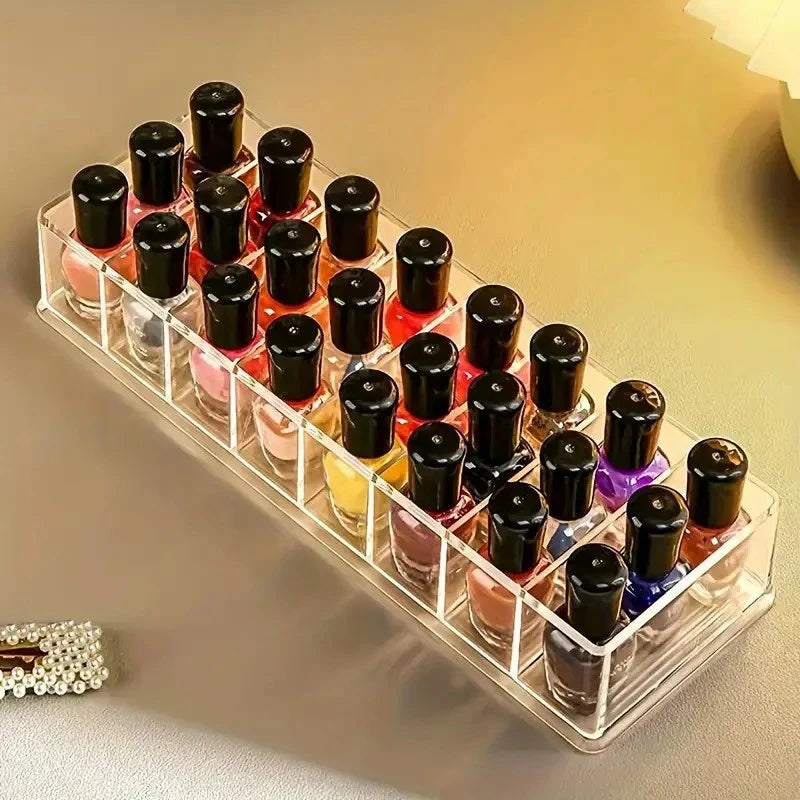 8 Compartments Nail Polish Organizer Wearable Nail Display Acrylic Boxes Clear Drawer Organizers Case