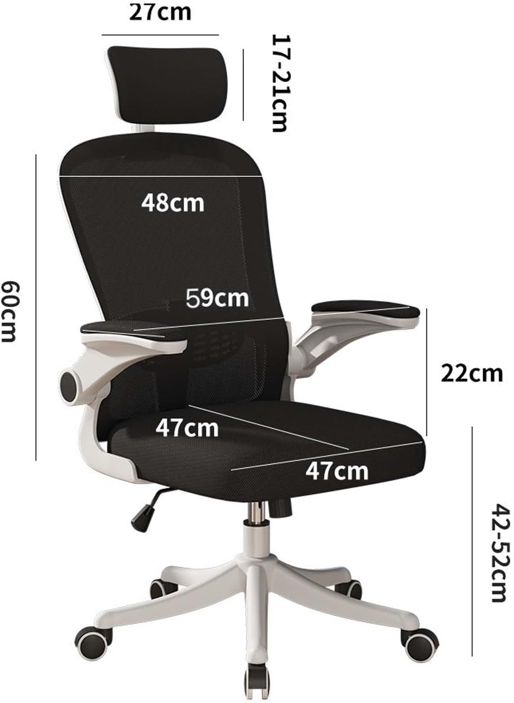 Office Chair Swivel Ergonomic Office Chair With Back Support - White-3