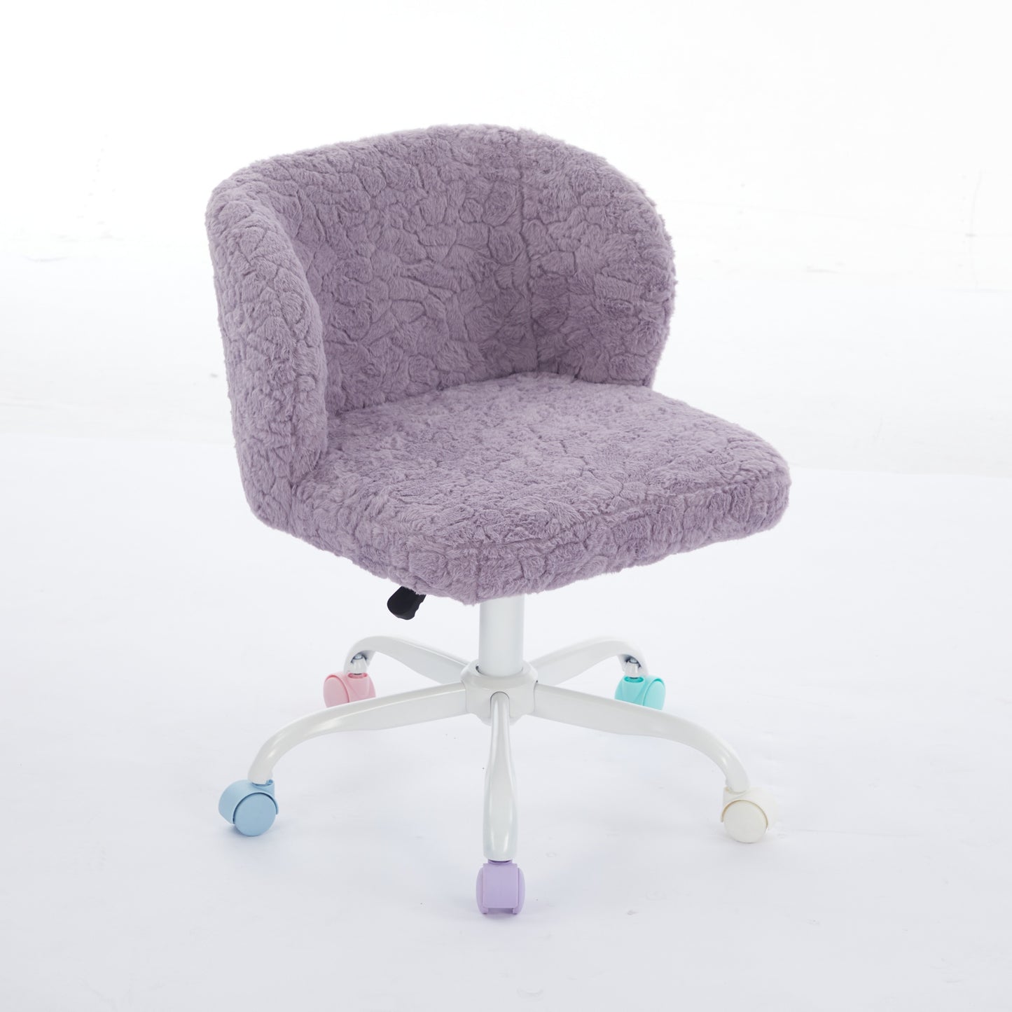 A&A Furniture Office Chair,Artificial Rabbit Hair Home Office Chair With Metal Base,Adjustable Desk Chair Swivel Office Chair,Vanity Chair Violet