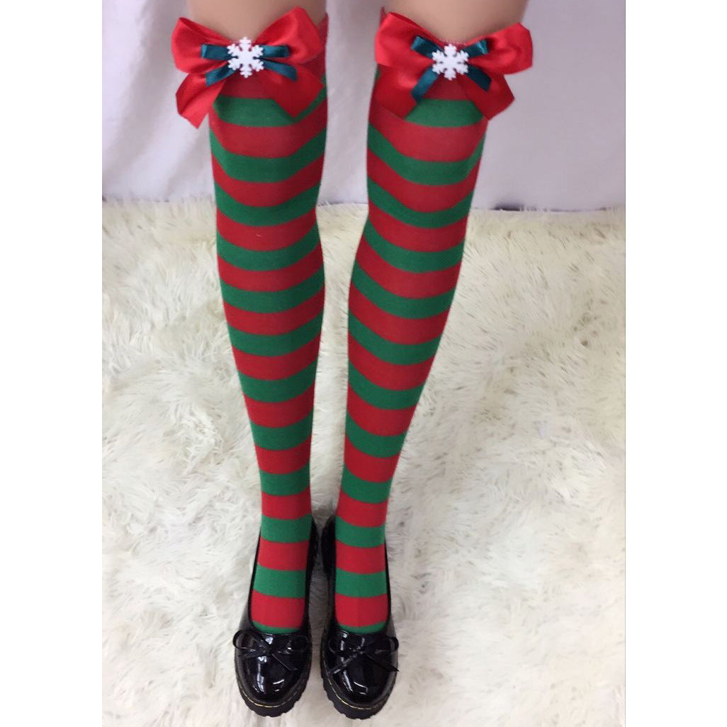 Christmas Socks Holiday Bow Stripes