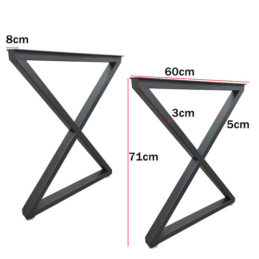 Metal Table Legs 28''x 24'' Heavy-Duty Desk Legs Industrial Furniture Legs For Dinning Table, Computer Table, Office Table 2Pcs-Black