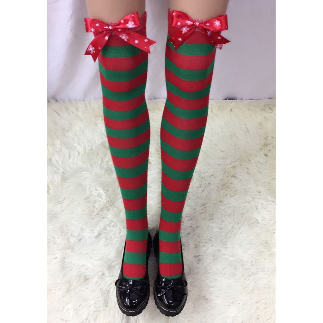 Christmas Socks Holiday Bow Stripes