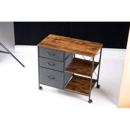 3-layer Mobile Filing Cabinet, Printer Stand With Storage, Office Storage Cabinet With Drawers And Back Support Strips