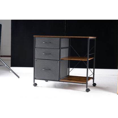 3-layer Mobile Filing Cabinet, Printer Stand With Storage, Office Storage Cabinet With Drawers And Back Support Strips