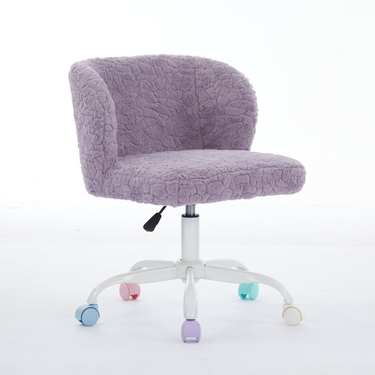 A&A Furniture Office Chair,Artificial Rabbit Hair Home Office Chair With Metal Base,Adjustable Desk Chair Swivel Office Chair,Vanity Chair Violet