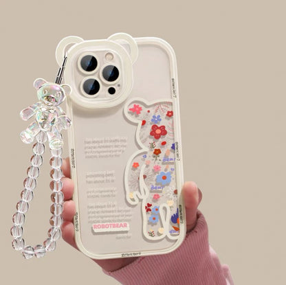 Flower Tide Transparent Pendant Bear Phone Case