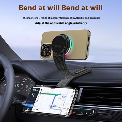 Car Magnetic Colorful Light Titanium Alloy Car Wireless Charging Bracket