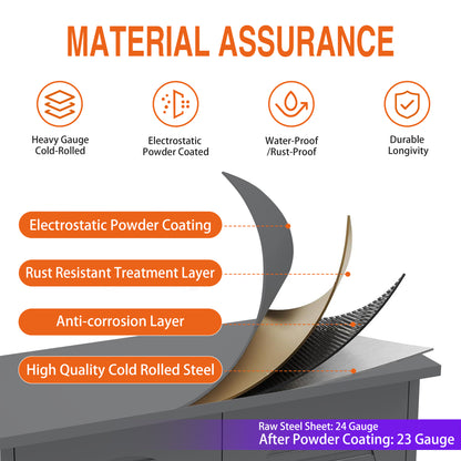 47'' Tall Metal Tool Storage Cabinet, With Ample Storage Space For Garage,Warehouse,Garden,Office, Living Room,Bathroom,Utility Room Slate