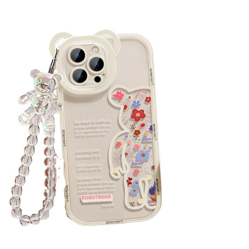 Flower Tide Transparent Pendant Bear Phone Case