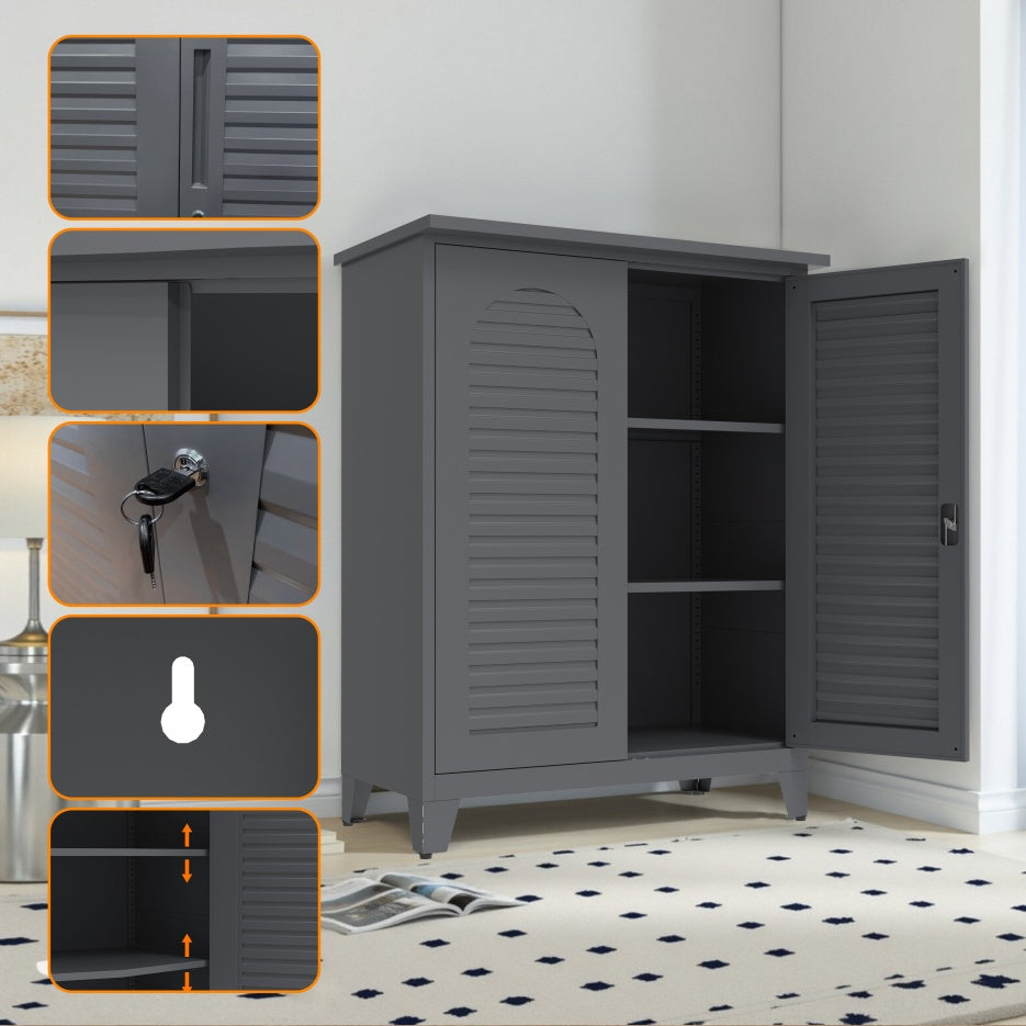 47'' Tall Metal Tool Storage Cabinet, With Ample Storage Space For Garage,Warehouse,Garden,Office, Living Room,Bathroom,Utility Room Slate