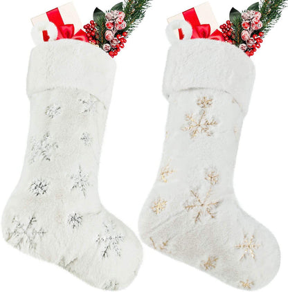 Christmas Embroidery Snowflake Plush Socks