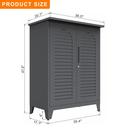 47'' Tall Metal Tool Storage Cabinet, With Ample Storage Space For Garage,Warehouse,Garden,Office, Living Room,Bathroom,Utility Room Slate