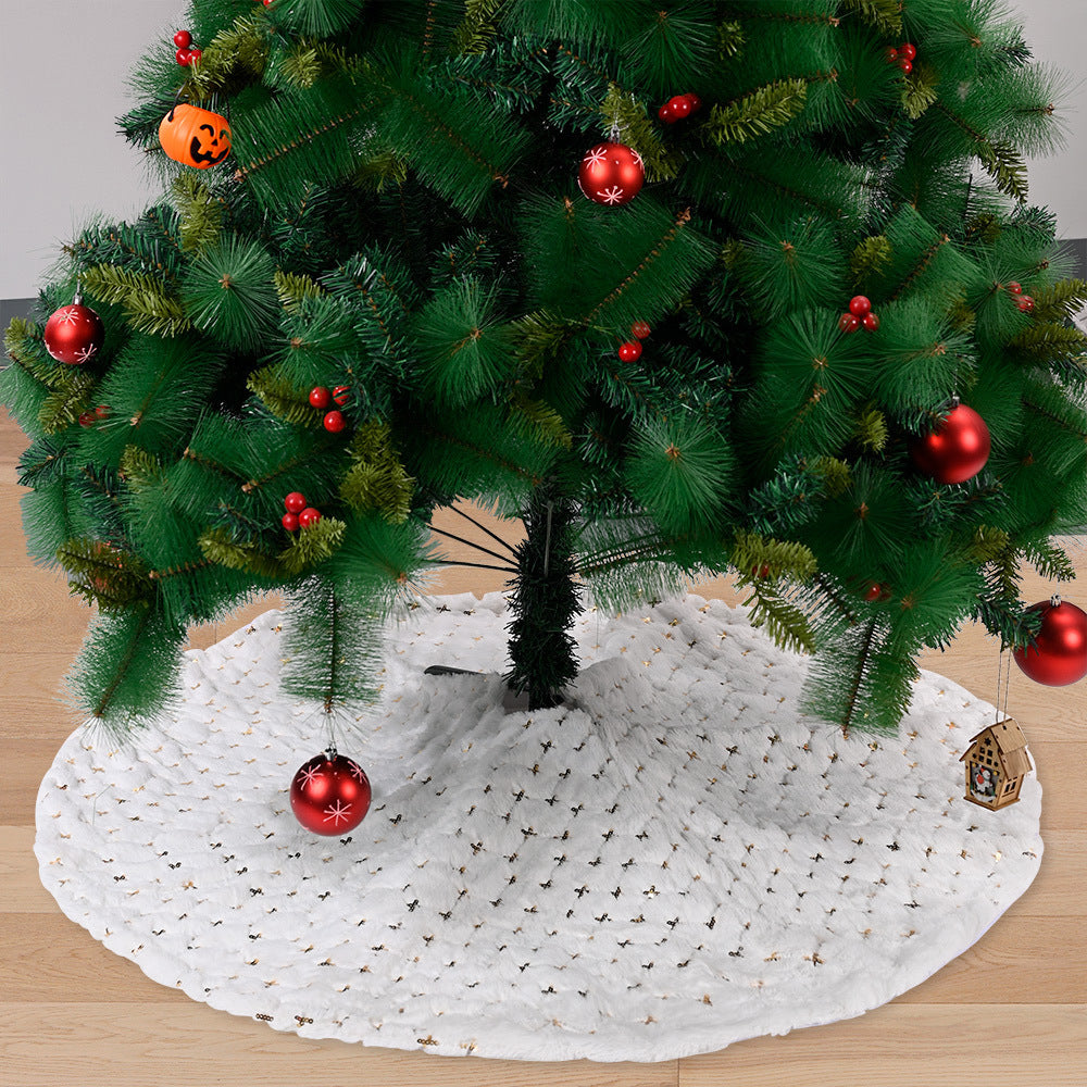 New Product Christmas Decoration Silver Sequined Tree Skirt 116cm