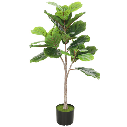 Artificial Fiddle Leaf Fig Tree, 43" Potted Plant with Flocked Soil for Home Office Decor, Green